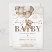 Wir können Babydusche frühzeitig abwarten Einladung (Vorderseite)