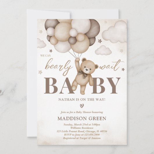 Wir können Babydusche frühzeitig abwarten Einladung (Vorderseite)