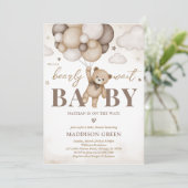 Wir können Babydusche frühzeitig abwarten Einladung (Stehend Vorderseite)