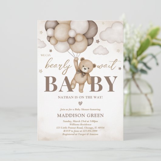 Wir können Babydusche frühzeitig abwarten Einladung (Stehend Vorderseite)