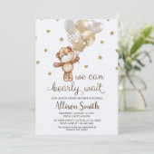 Wir können Babydusche frühzeitig abwarten Einladung (Stehend Vorderseite)