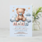 Wir können Babydusche frühzeitig abwarten Einladung (Stehend Vorderseite)