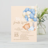 Wir können Babydusche frühzeitig abwarten Einladung (Stehend Vorderseite)