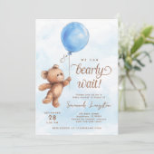 Wir können Babydusche frühzeitig abwarten Einladung (Stehend Vorderseite)