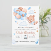 Wir können Babydusche frühzeitig abwarten Einladung (Stehend Vorderseite)