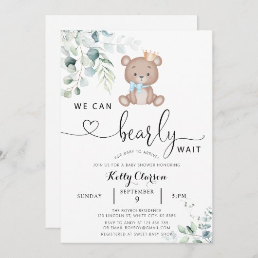 Wir können Babydusche frühzeitig abwarten Einladung (Vorne/Hinten)