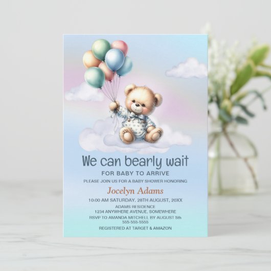 Wir können Babydusche frühzeitig abwarten Einladung (Stehend Vorderseite)