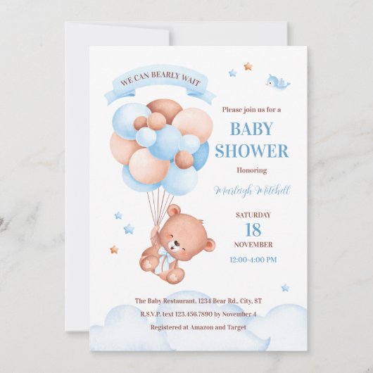 Wir können Babydusche frühzeitig abwarten Einladung (Vorderseite)