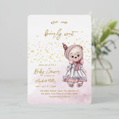 Wir können Babydusche frühzeitig abwarten Folieneinladung (Stehend vorne)