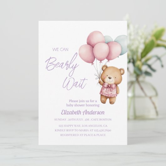 Wir können Babydusche frühzeitig abwarten - niedli Einladung (Stehend Vorderseite)