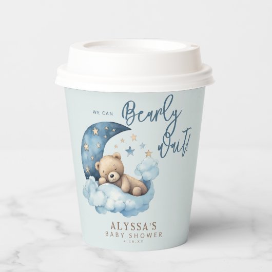 Wir können Babydusche frühzeitig abwarten Pappbecher (Vorderseite)