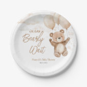 Wir können Babydusche frühzeitig abwarten Pappteller (Vorderseite)