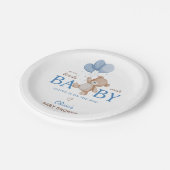 Wir können Babydusche frühzeitig abwarten Pappteller (Schrägansicht)