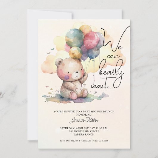 Wir können Babydusche in einem abwarten Einladung (Vorderseite)