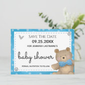 Wir können Babydusche Save the Date warten Einladung (Stehend Vorderseite)