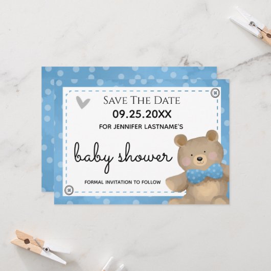 Wir können Babydusche Save the Date warten Einladung (Vorderseite/Rückseite Beispiel)