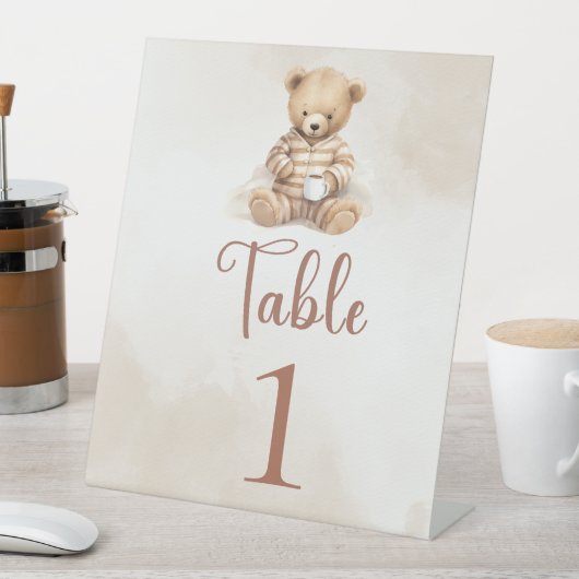 Wir können Babydusche TISCHNUMMERN frühzeitig abwa Sockelschild (In Situ)