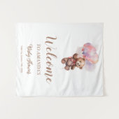 Wir können balloon warten Teddy Bear Baby Dusche Wandteppich (Vorderseite (Horizontal))