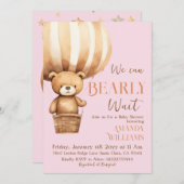 Wir können Bärenpink Girl Babydusche abwarten Einladung (Vorne/Hinten)