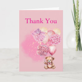Wir können Bearly Pink Balloon Hydrangea Dankeskarte