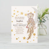 Wir können Boho Bear Moon Babydusche frühzeitig ab Einladung (Stehend Vorderseite)
