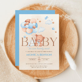 Wir können Boho Blue Beige Baby Dusche frühzeitig  Einladung
