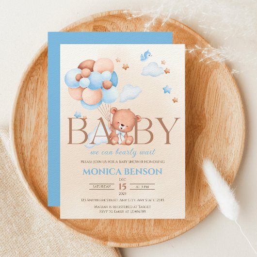Wir können Boho Blue Beige Baby Dusche frühzeitig  Einladung