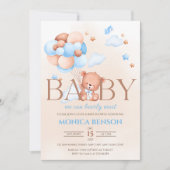 Wir können Boho Blue Beige Baby Dusche frühzeitig  Einladung (Vorderseite)
