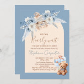 Wir können Boho Boy Baby Dusche frühzeitig abwarte Einladung (Vorne/Hinten)