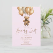 Wir können Boho Teddy Bear Baby Dusche frühzeitig Einladung (Stehend Vorderseite)