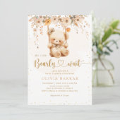 Wir können Boho Teddy Bear Baby Dusche frühzeitig  Einladung (Stehend Vorderseite)