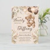 Wir können Boho Teddy Bear Baby Dusche frühzeitig  Einladung (Stehend Vorderseite)