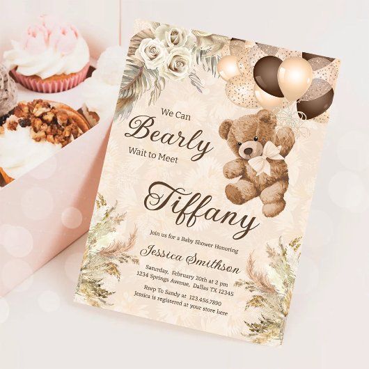Wir können Boho Teddy Bear Baby Dusche frühzeitig  Einladung