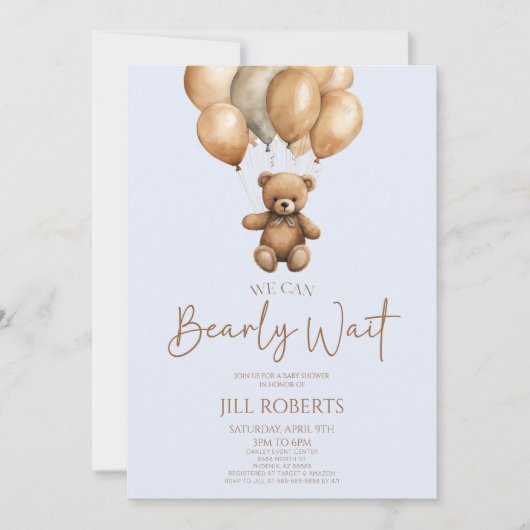 Wir können Boho Teddy Bear Baby Dusche frühzeitig Einladung (Vorderseite)