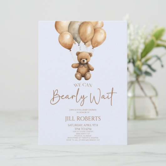 Wir können Boho Teddy Bear Baby Dusche frühzeitig  Einladung (Stehend Vorderseite)