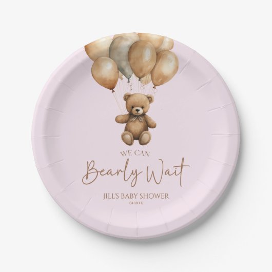Wir können Boho Teddy Bear Baby Dusche frühzeitig  Pappteller (Vorderseite)