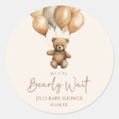 Wir können Boho Teddy Bear Baby Dusche frühzeitig Runder Aufkleber (Vorderseite)