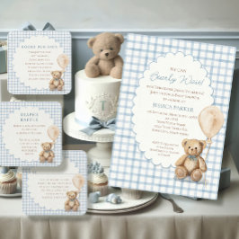 Wir können den Teddybär-Jungen-Babyshower kaum erw Einladung