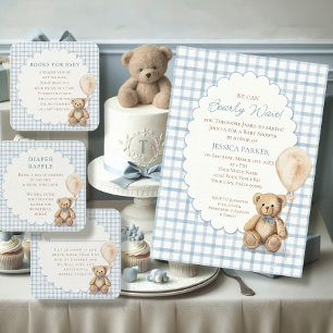 Wir können den Teddybären-Jungen-Babyshower kaum e Einladung