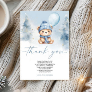 Wir können den Winter-Teddybär-Babyshower kaum erw Dankeskarte