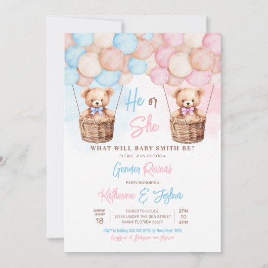 Wir können die Aufdeckung des Teddy-Bärengeschlech Einladung (Vorderseite)