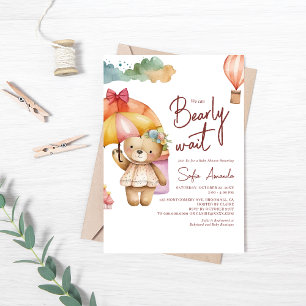 Wir können die Babydusche der Girl Bear abwarten Einladung