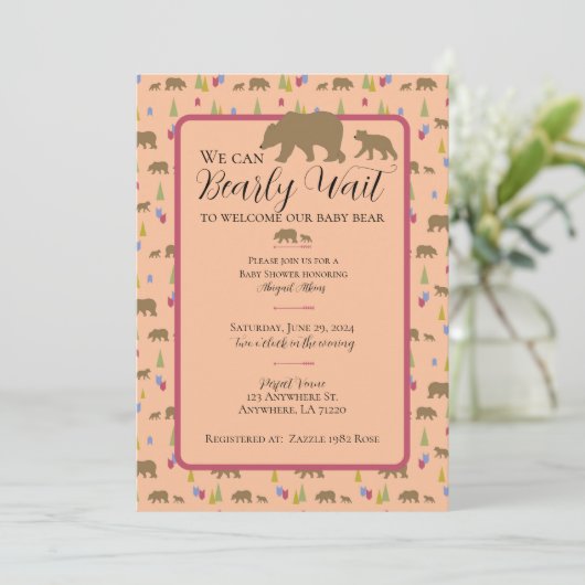 Wir können die Einladung eines Babyduschers abwart (Stehend Vorderseite)