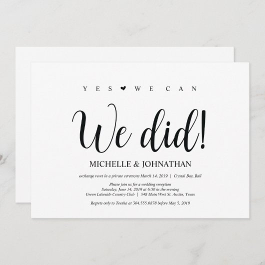 Wir können die Einladungen zum Hochzeitsfeier-Empf (Vorne/Hinten)