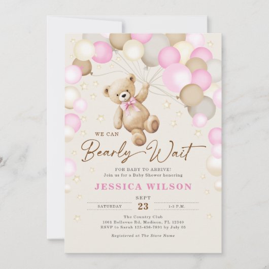 Wir können die Teddy Bear Baby Girl Dusche frühzei Einladung (Vorderseite)