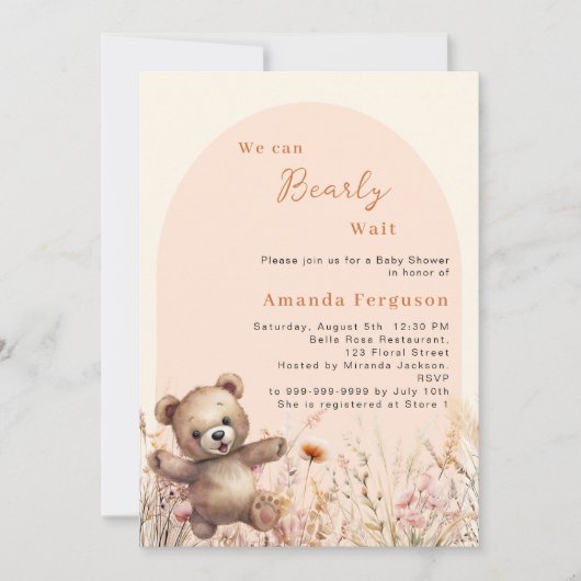 Wir können die Wildblume Bogen Dusche warten Einladung (Vorderseite)