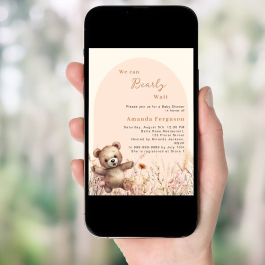 Wir können die Wildblume Bogen Dusche warten Einladung