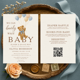 Wir können es kaum erwarten, Baby Boy Shower Gesch Einladung