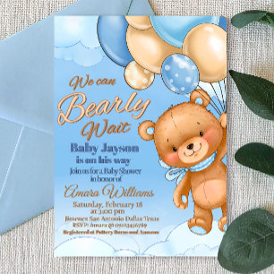 Wir können es kaum erwarten - Baby-Jungen-Shower Einladung
