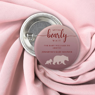 Wir können es kaum erwarten - Baby-Party im rosafa Button